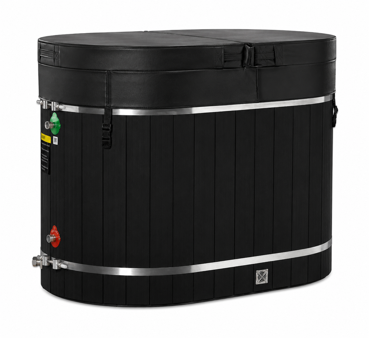 ***New 2026 Model*** DCT Oval Barrel Tub Cold Plunge Pacific Cedar - 3/4 IN-OUT without Motor - Black Exterior