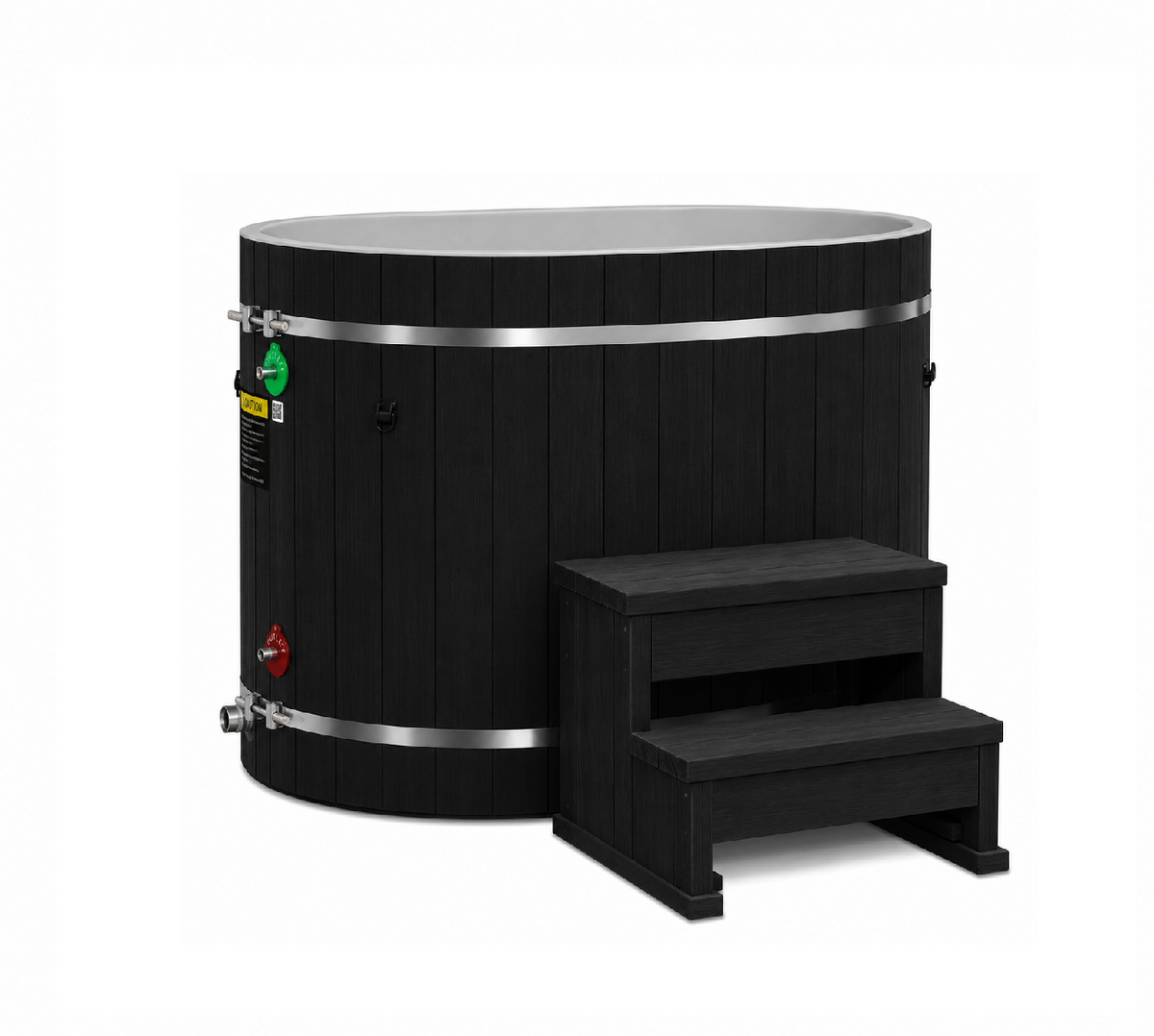 ***New 2026 Model*** DCT Oval Barrel Tub Cold Plunge Pacific Cedar - 3/4 IN-OUT without Motor - Black Exterior
