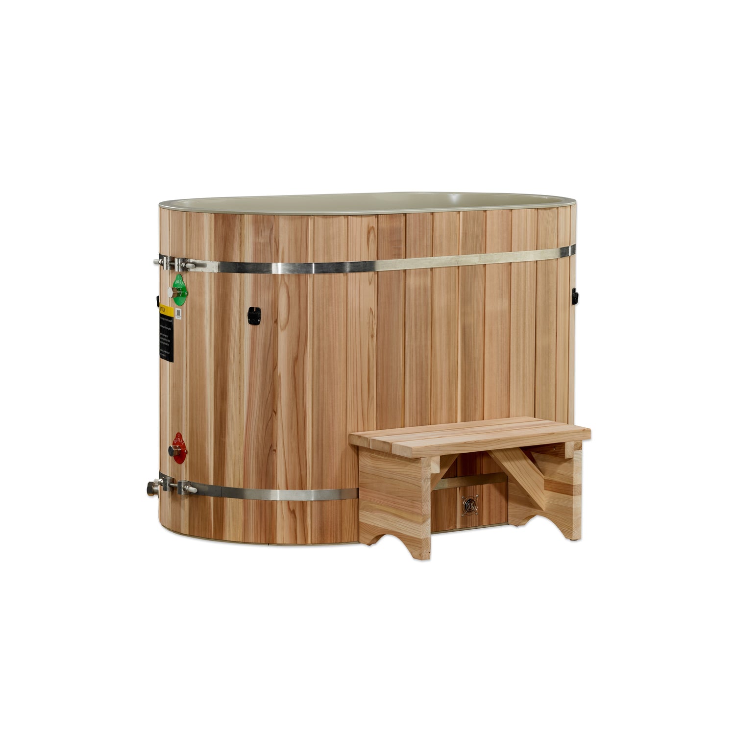 DCT Oval Barrel Tub Cold Plunge (50-P) Pacific Cedar - 3/4 IN-OUT without Motor